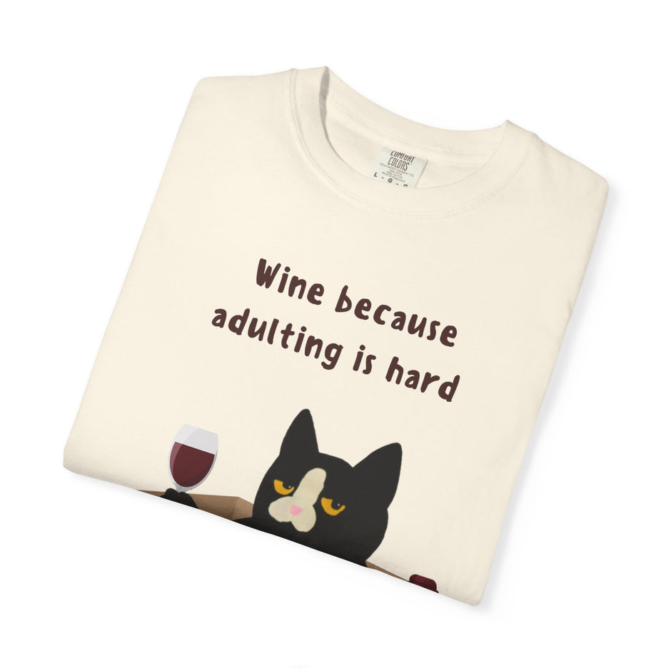 WINE BECAUSE ADULTING IS HARD - PERSONALIZED PET PHOTO T-SHIRT