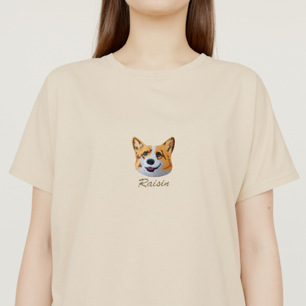 EMBROIDERED PET FACE T-SHIRT -  PERSONALIZED PET T-SHIRT