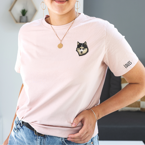 EMBROIDERED PET FACE T-SHIRT -  PERSONALIZED PET T-SHIRT