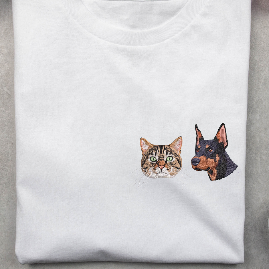 EMBROIDERED PET FACE T-SHIRT -  PERSONALIZED PET T-SHIRT