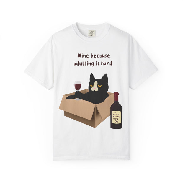 WINE BECAUSE ADULTING IS HARD - PERSONALIZED PET PHOTO T-SHIRT