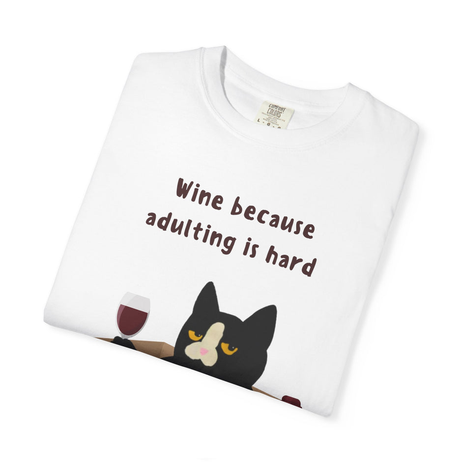 WINE BECAUSE ADULTING IS HARD - PERSONALIZED PET PHOTO T-SHIRT