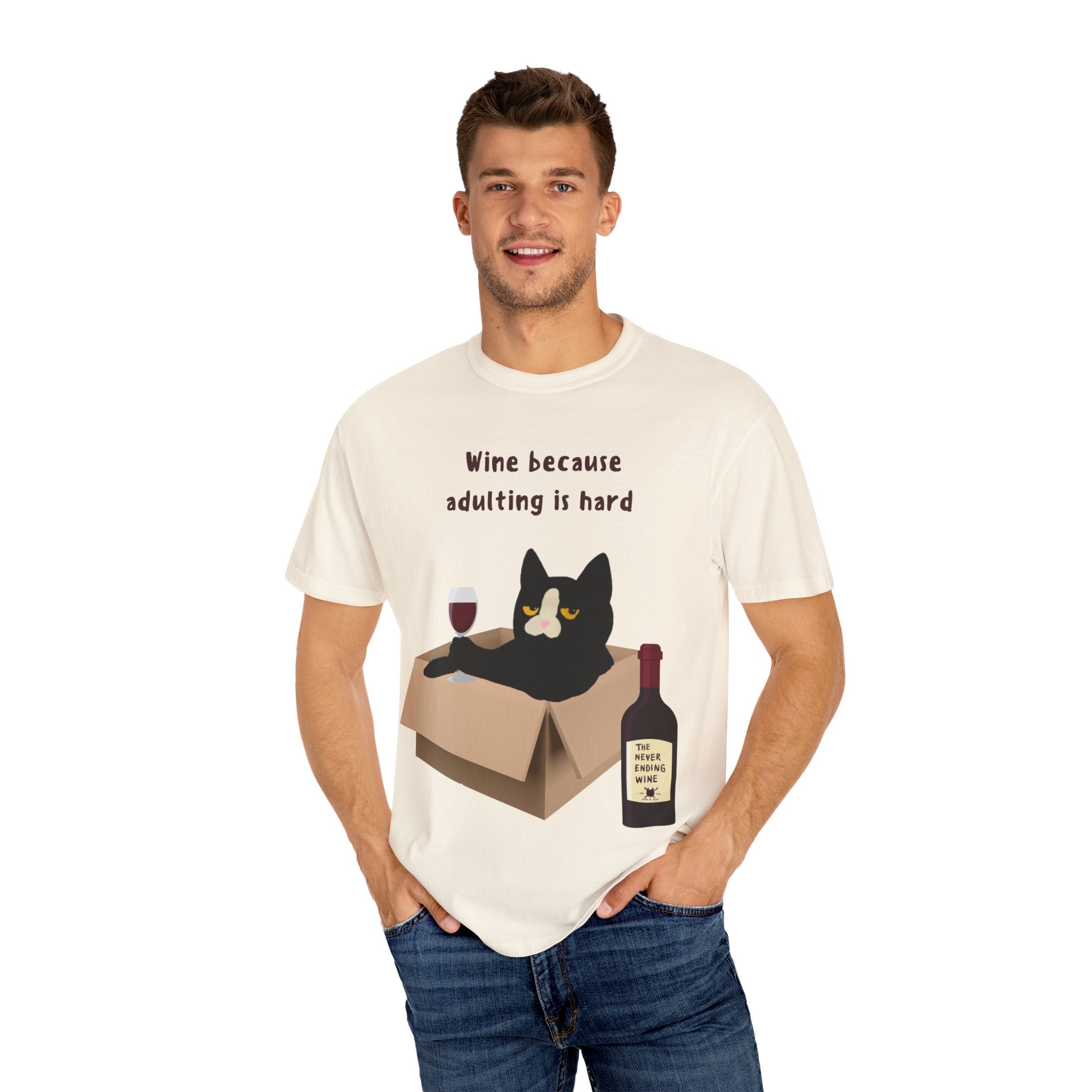 WINE BECAUSE ADULTING IS HARD - PERSONALIZED PET PHOTO T-SHIRT