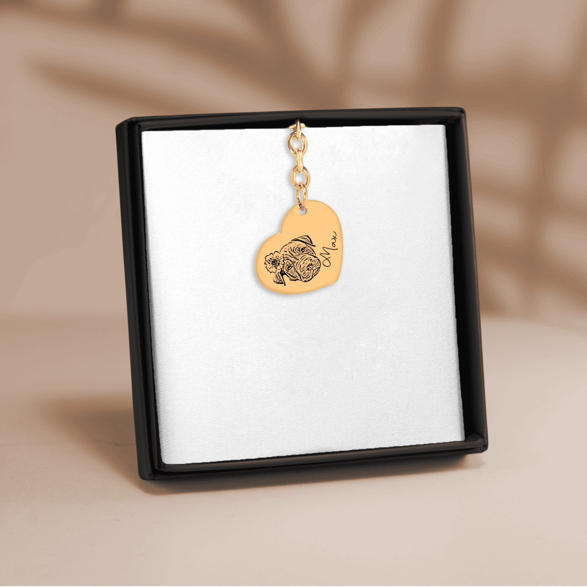 PERSONALIZED PET PROTRAIT HEART KEYCHAIN