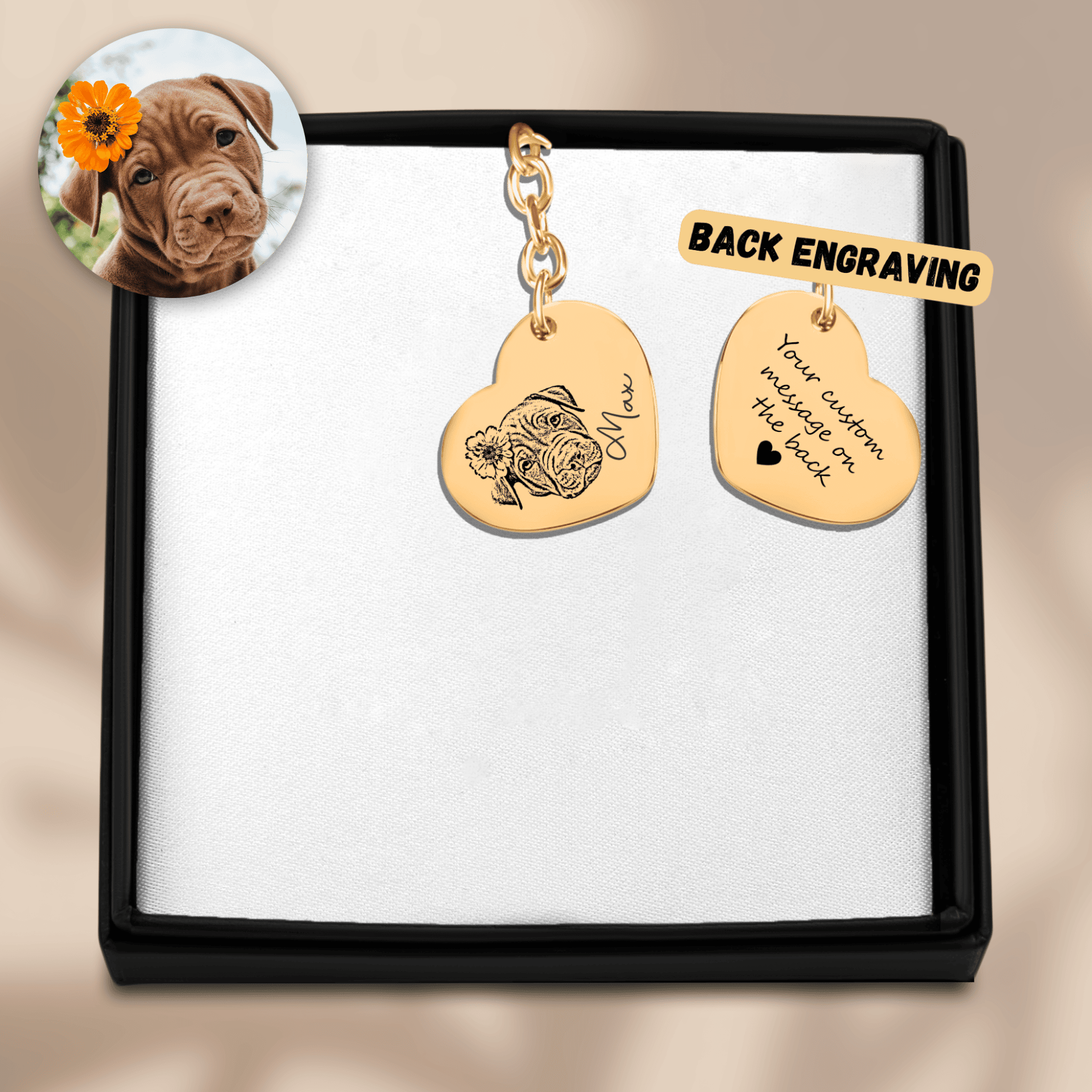 PERSONALIZED PET PROTRAIT HEART KEYCHAIN