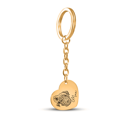 PERSONALIZED PET PROTRAIT HEART KEYCHAIN