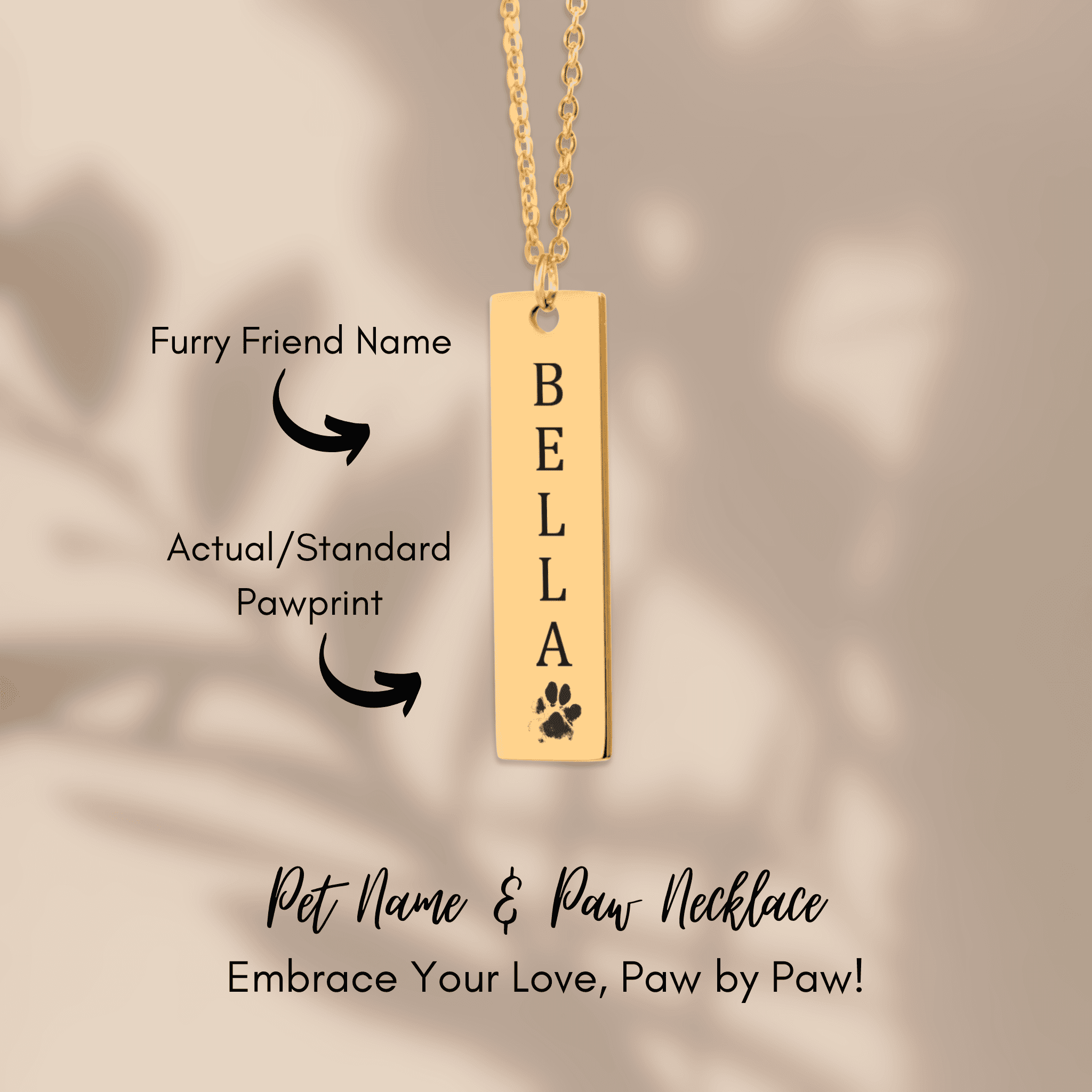 PERSONALIZED PET'S NAME & PET'S PRINT NECKLACE